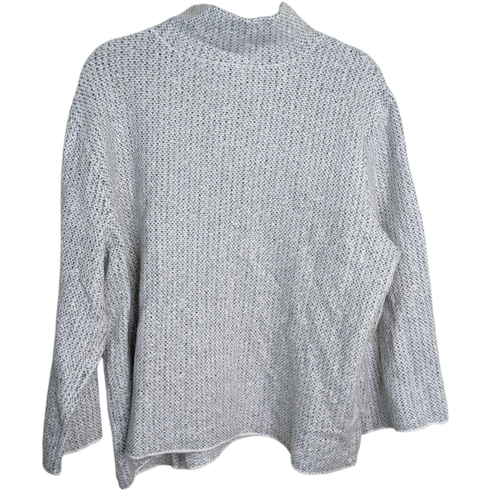 Habitat Tweed Sweater XL Gray Mock Neck Pullover Long Sleeve Textured Button - Picture 6 of 9
